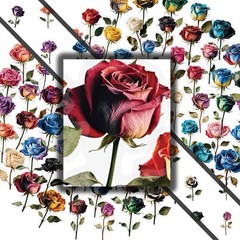 28Pcs Random Vintage Rose Dried Flowers Transparent PET Waterproof Stickers