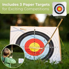 Wooden Bow and Arrow for Kids with 10 Arrows, Quiver, 3 Targets & Storage Bag…