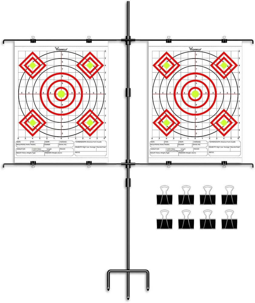 Highwild Adjustable Steel Paper Target Stand with 8 A-