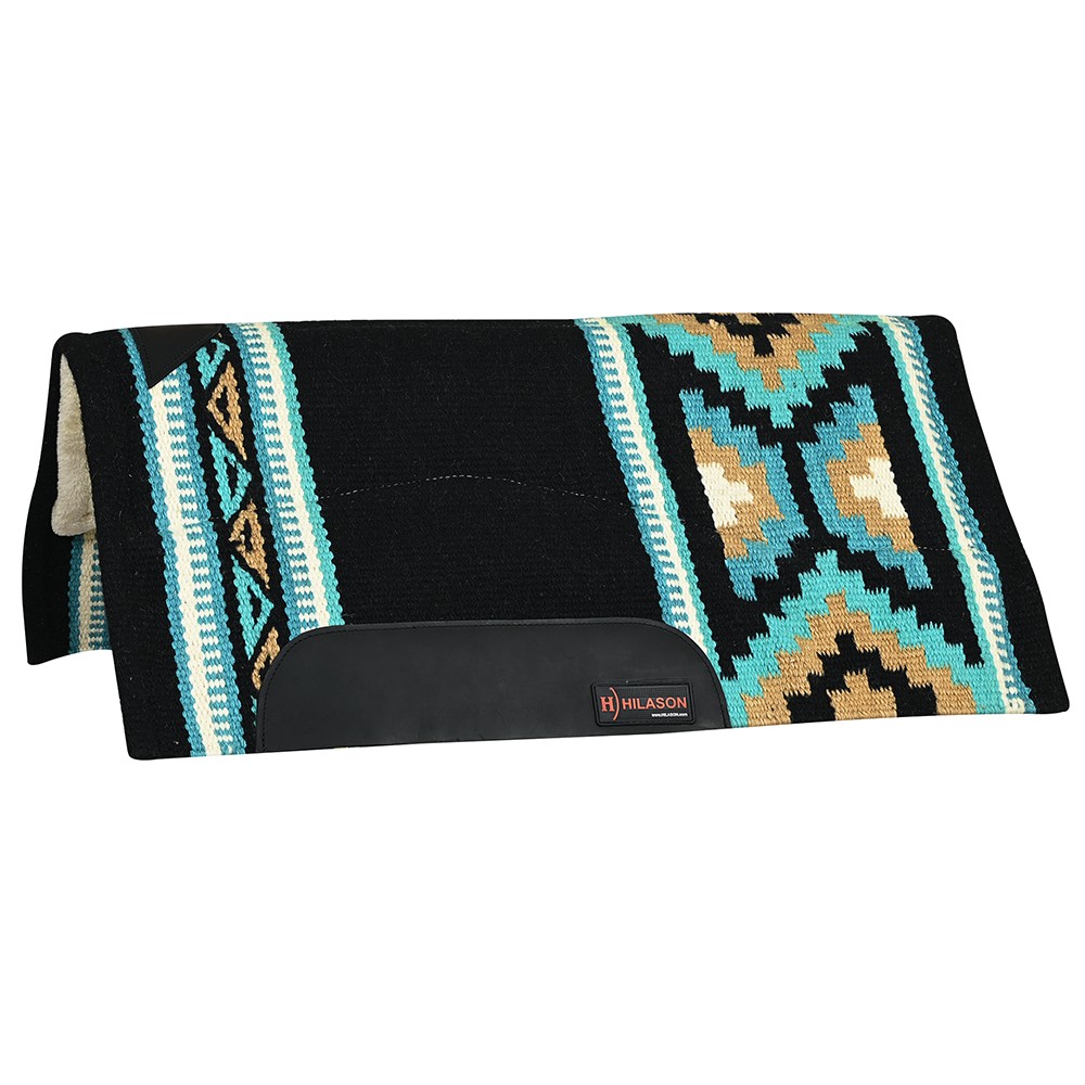 HILASON 32×32 In Western Horse Saddle Wool Blanket Pad Fur Padding Black
