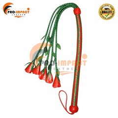 18 Inches Handle 18 Inches Tails Real Leather (Cat-O-Nine Red Rose Exotic Color