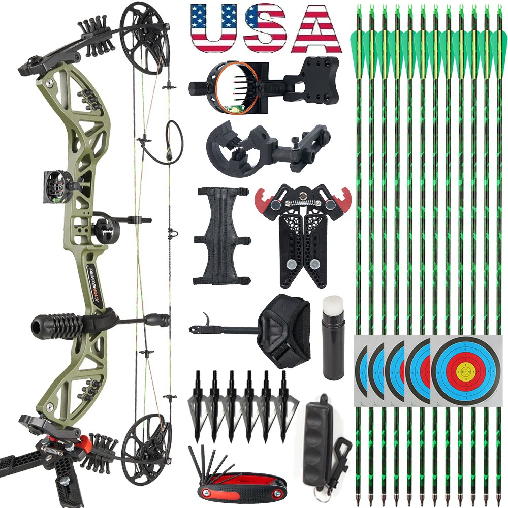 Compound Bow Set 30-70lbs Adjustable Hunting Arrow Youth Adults Archery Shooting