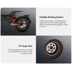 10″ 1000W*2 Off-road E-Scooter for Adults 60V15.6Ah 31MPH Electric Scooter N12T3