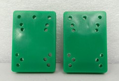 Pair of VINTAGE Skateboard Solid Green RISER PADS ~ 1/2″ ~ Hard Rubber