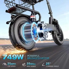749W off-road scooter, 48V 16.5A high-capacity battery, range up to 35 miles, el