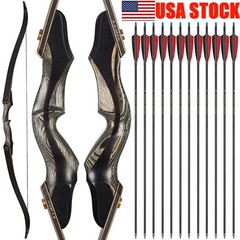 25-50lbs Archery 60″ Takedown Recurve Bow for Adult Bow Hunting &Target Shooting