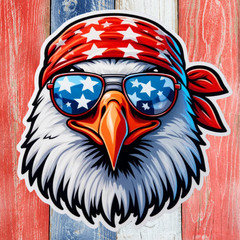 2″ Patriotic Bald Eagle Sticker, Decal, America, Stars and Stripes, Flag, Summer