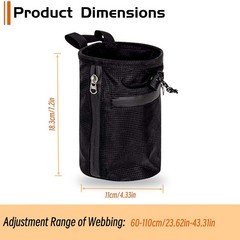 Black Oxford Cloth Chalk Bag for Rock Climbing, Waterproof & Leak-Proof Stora…