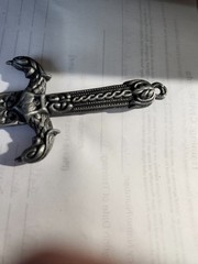 Ornate Medieval Dagger Letter Opener Pewter Gothic Eagle Crossguard