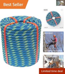 High Tensile Strength 1/2in x 150ft Braided Blue Rope for Rigging & Climbing