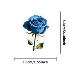 28Pcs Random Vintage Rose Dried Flowers Transparent PET Waterproof Stickers