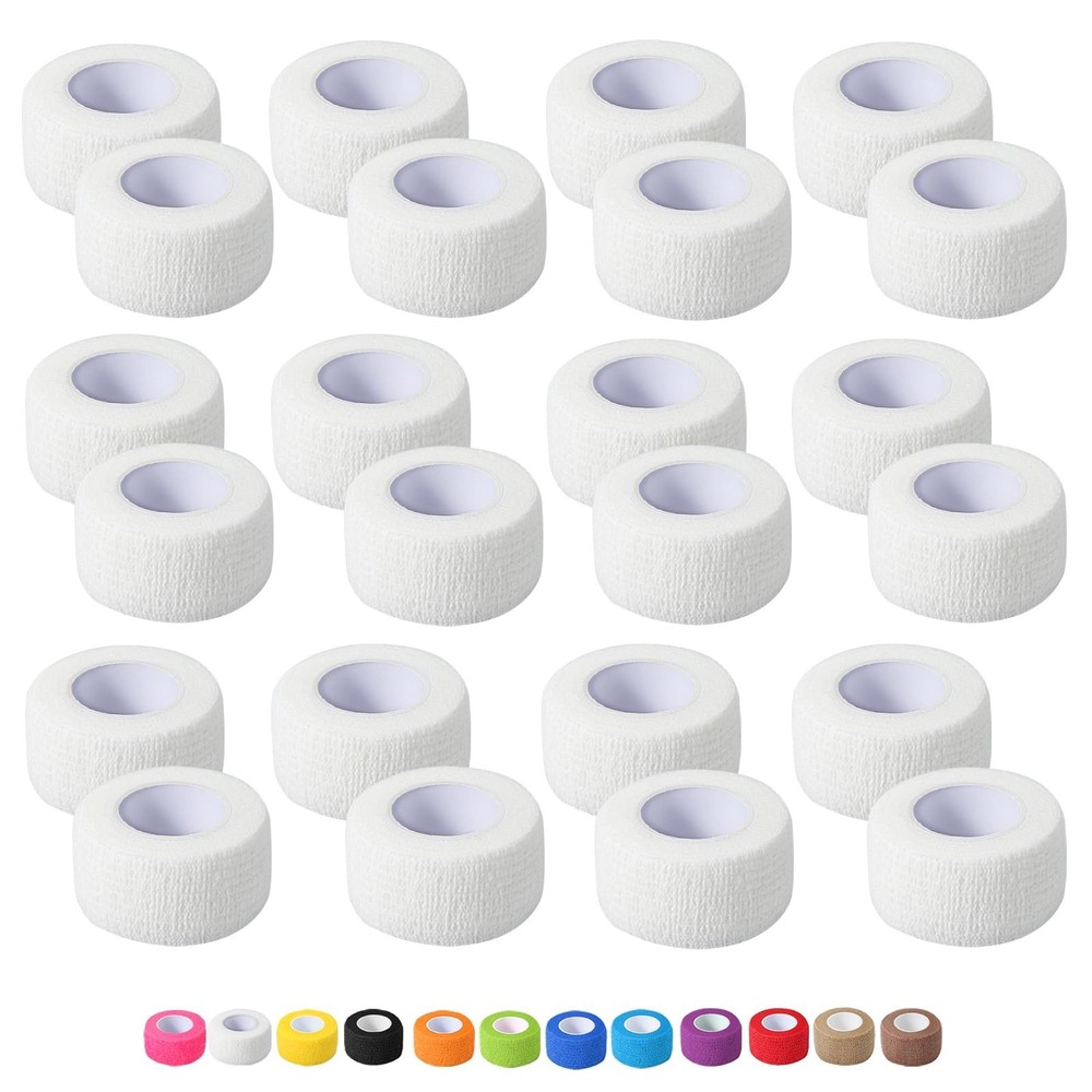 24 Pack Self Adhesive Bandage Wrap, 1 in x 5 Yards Non-Woven Self Adherent Co…