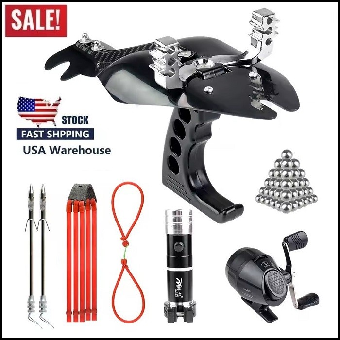 Hunting Fishing Slingshot Pro Laser Catapult Shooting Bow Archery Bowfishing Set
