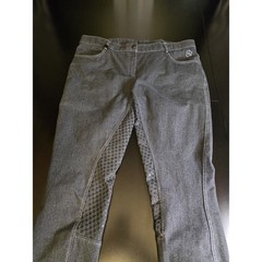 Ovation SoftFLEX Grip-Tec Full Seat Breeches Size 36R Grey Denim Equestrian…