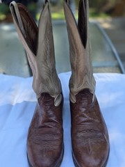 Mens Tony Lama Brown Genuine Ostrich Skin Western Cowboy Boots