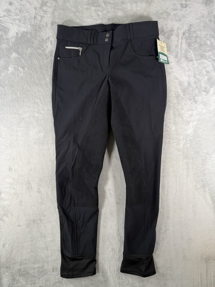 Dover Saddlery Riding Pants Womens 32R Black Full Seat Breeches Equestrian NWT