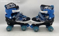Taiker Unisex Kids Black Blue White Adjustable Four Wheeled Roller Skates 34-37