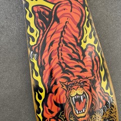 Santa Cruz SALBA Tiger Skateboard Deck Reissue Steve Alba Yellow w/ yellow Stain
