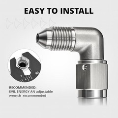 3AN Male to 3AN Female 90 Degree Swivel Brake Line Fitting, AN Adapter