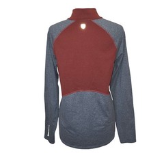 Noble Equestrian Athena Merlot Red Gray Quarter Zip Equestrian Riding Fleece