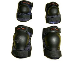 Youth Skating Pads Elbow & Knee Pad Set Black & Purple With Straps-Eight Ball