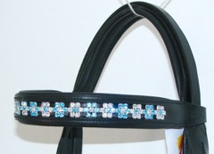 FSS Red Siam Aquamarine Blue FLOWER Rhinestone BLING Crystal Padded BROWBAND NEW