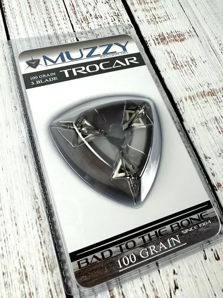 ⭐ NEW ⭐ 1 pack ⭐ Muzzy 3 BLADE Trocar 100 Grain Archery Hunting Fixed Broadhead⭐