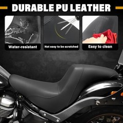 Motorcycle Driver Passenger Seat Two-up Leather Rear Passenger Seat Fit Black