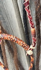 SUPERB 3/8″ RAWHIDE & KANGAROO Patchwork BOSALITO BY JIMMY FLORES OF CALIFORNIA