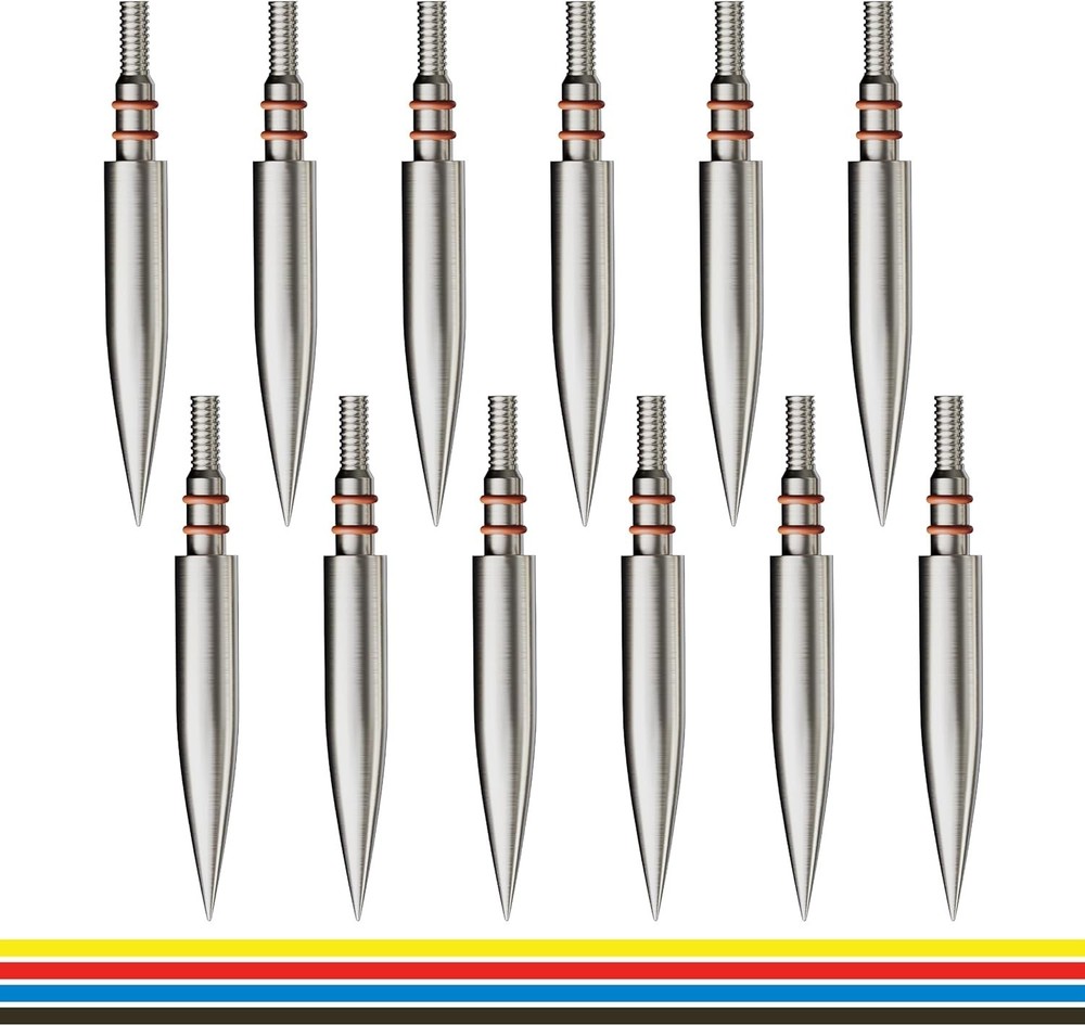 12pcs Archery Field Points 19/64″ 200 Grain, Stainless Steel Screw-in