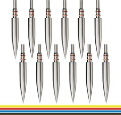 12pcs Archery Field Points 19/64″ 200 Grain, Stainless Steel Screw-in