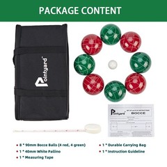 Bocce Ball Set 90mm Regulation Size – 8 Premium Resin Balls with Pallino, Car…