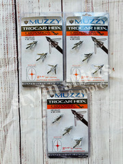 3 pk Muzzy Archery Trocar HBX CROSSBOW Mechanical 4 blade 100 Grain 3 Broadhead
