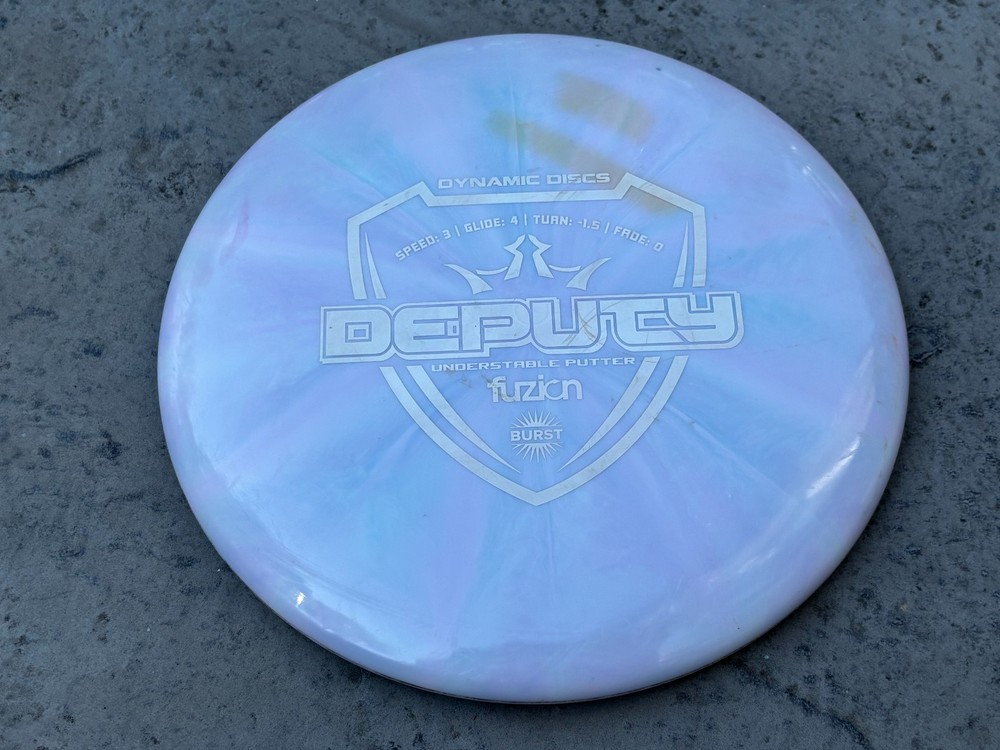 Dynamic Discs Deputy Fuzion Burst Understable Putter – Pastel Swirl