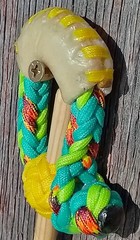 RWB AMERICAN FLAG 10 Plait Pryor ParaCord Hondo w/ Bull Rawhide Burner Buckaro