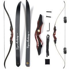 60″ Takedown Recurve Bow 25-50lbs Left Hand 15″ Wooden Riser Outdoor Hunting Bow