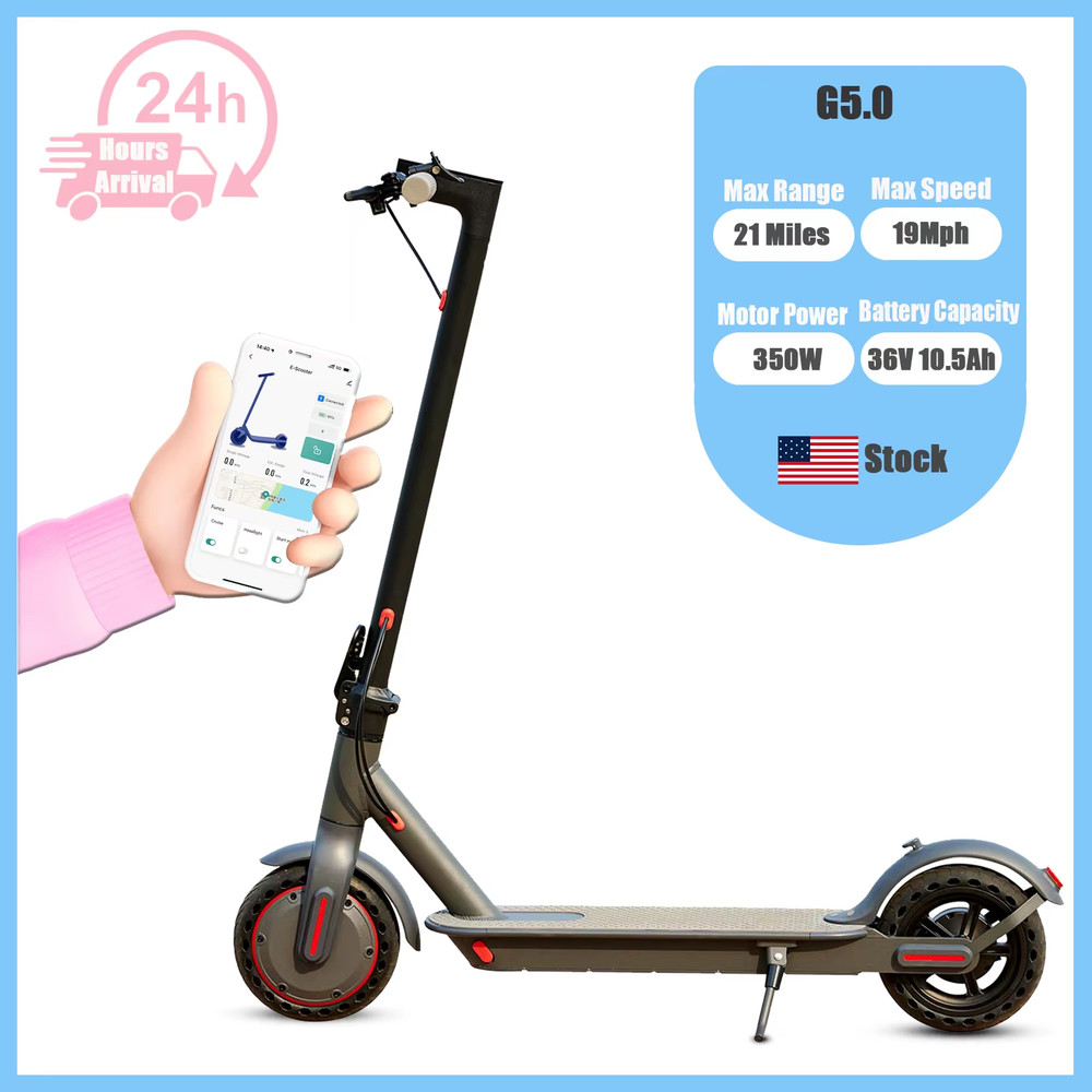 G5.0 Electric Scooter 36V 10.5AH High Capacity Battery 21Miles Long Range 19Mph