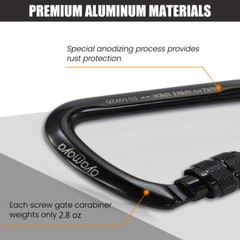 30KN Aluminum Locking Climbing Carabiner D Shape Screwgate Carabiner Clip Hook