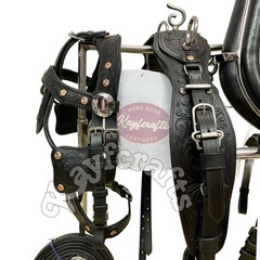 Black Leather Horse Driving Harness with Collar Complete set for Single horse