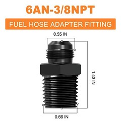 PCS Black 6AN Male Flare to 3/8″ NPT Male Pipe Fitting 6AN-3/8″NPT(Black) 5