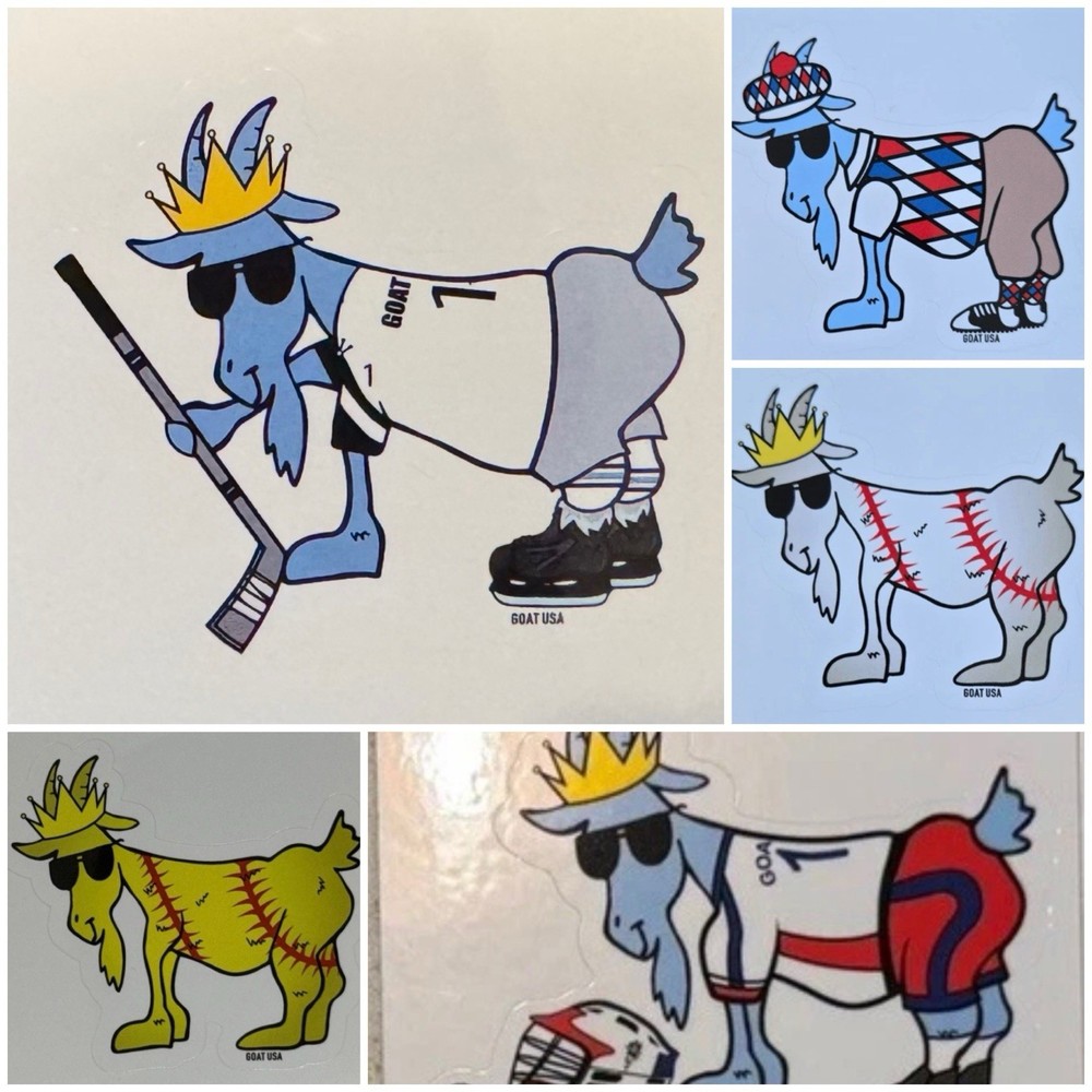 Goat USA Lot 5 Stickers Sports: Hockey, Baseball, Softball, Lacrosse, & Golf