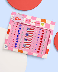 80PCS USA Face Gems Red White Blue Rhinestone Stickers Party Decor