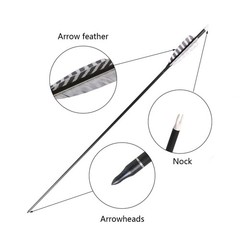 32 Inch Carbon Archery Arrows，Spine 400 with Removable Tips, 4inch Turkey