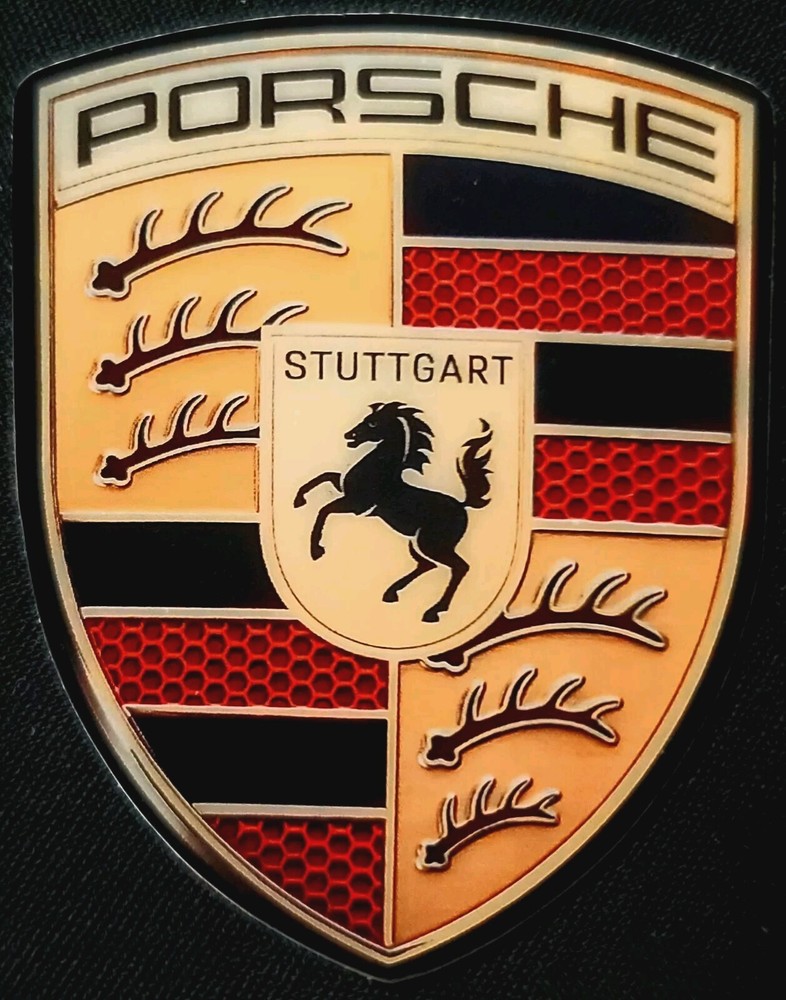 PORSCH STICKER «STUTTGART» 2 3/8 X 3″ GLOSSY THICK WATERPROOF OUTDOOR USE