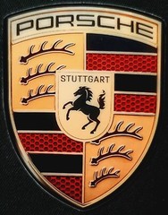 PORSCH STICKER «STUTTGART» 2 3/8 X 3″ GLOSSY THICK WATERPROOF OUTDOOR USE