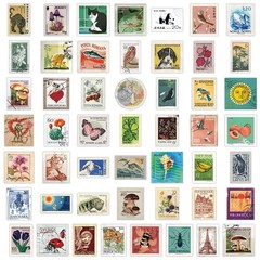30Pcs Random Vintage Retro Old Looking Travel Postage Stamp Waterproof Stickers