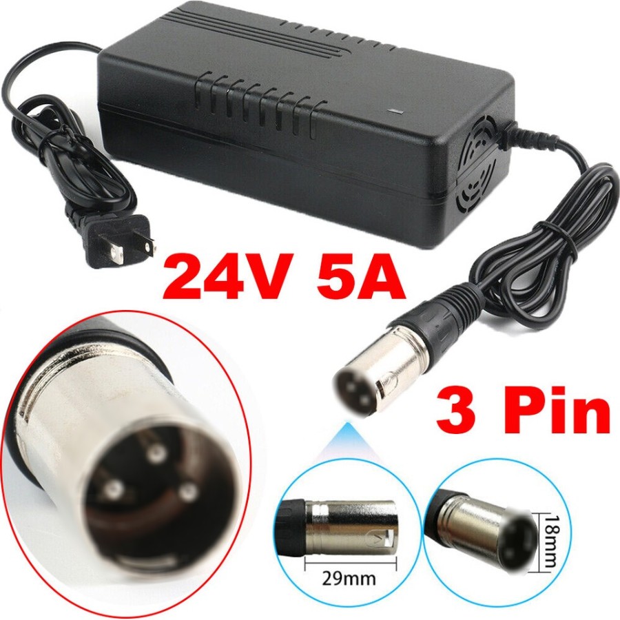 24V 5AMP 3PIN XLR PRIDE M0BILITY WHEELCHAIR CHARGER UPGRADE 3AMP & 4AMP & 2AMP