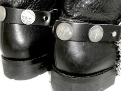 Boot Straps W Chain Buckle Buffalo Leather Biker Western PAIR Women’s Men’s