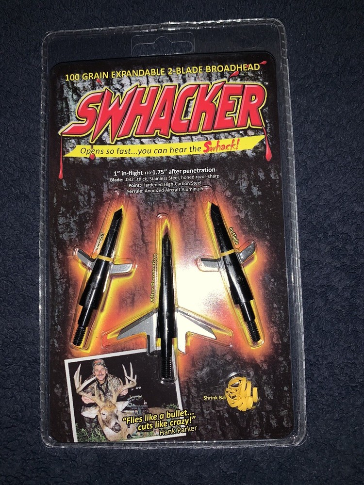 Swhacker SWH00201 2 Blade 100 Grain 1.75» Cut Broadhead – 3 Pieces – Black