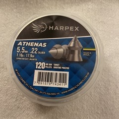 HARPEX Athenas 120 Count HIGH IMPACT POINTED 5.5mm .22Caliber Airgun Pellets New